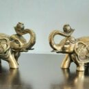 Pair of Elephant Statues with Trunk Up